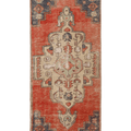 Vintage Nevşehir Turkish Runner Rug 2x6 ft — Red & Beige Geometric