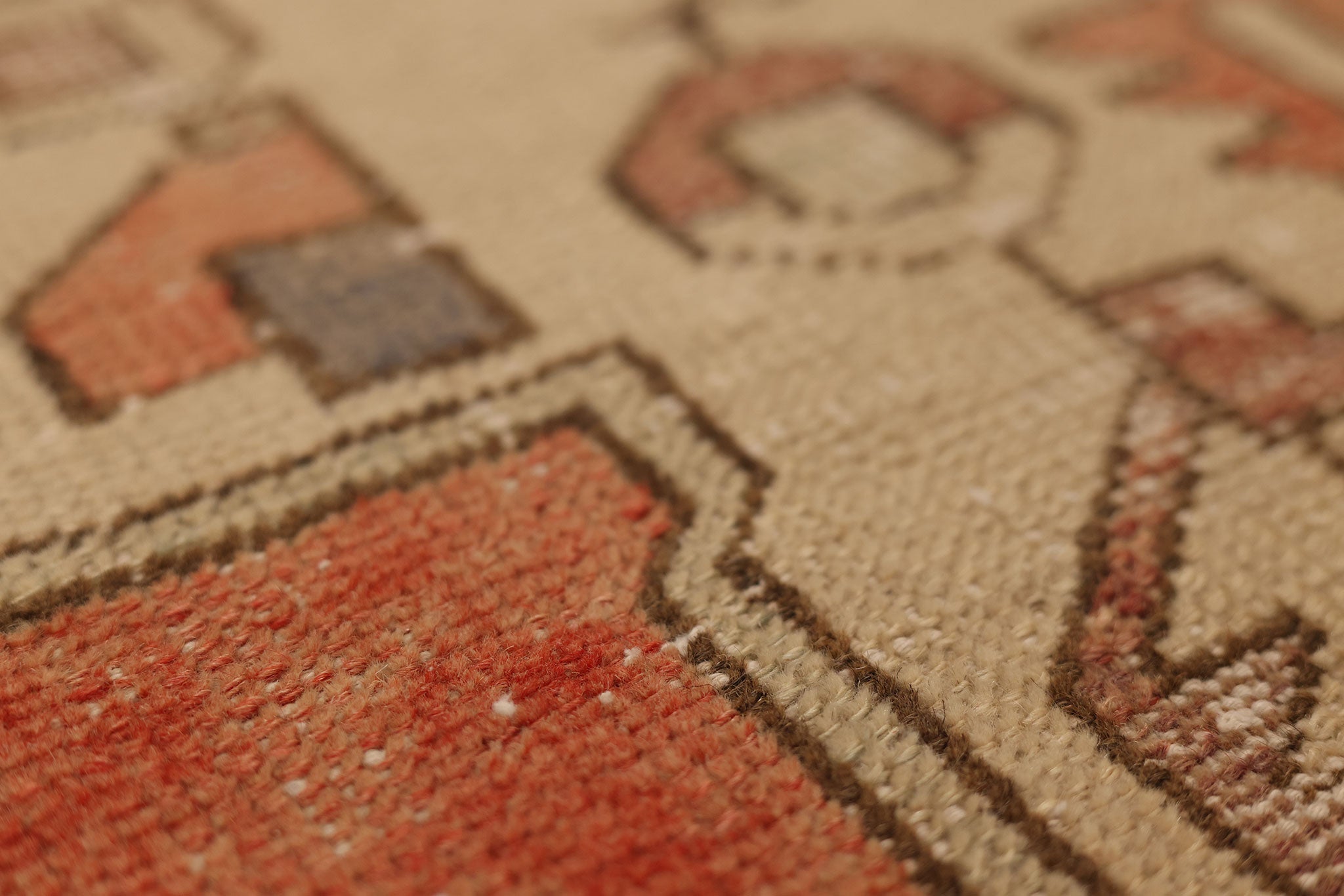 Vintage Nevşehir Turkish Runner Rug 2x6 ft — Red & Beige Geometric