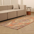 Vintage Nevşehir Turkish Runner Rug 3x7 ft — Orange & Beige Floral