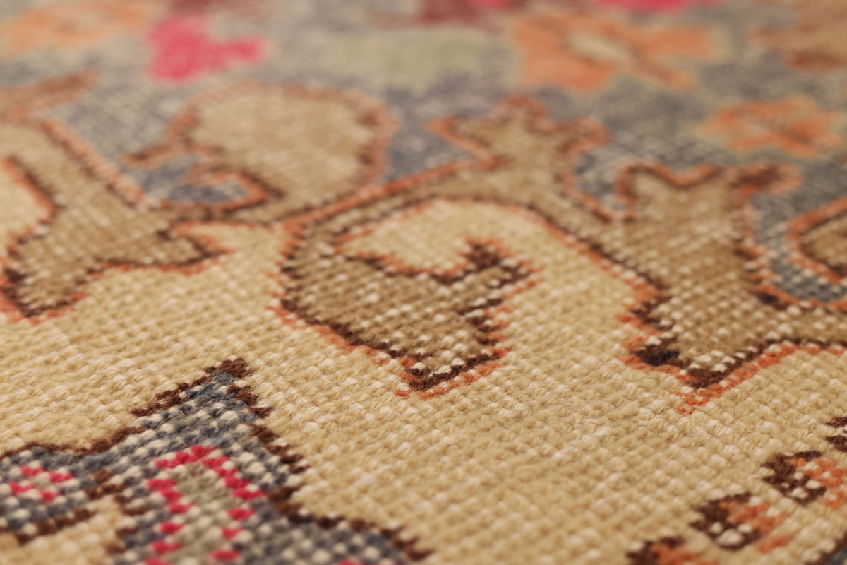 Vintage Nevşehir Turkish Runner Rug 3x7 ft — Orange & Beige Floral