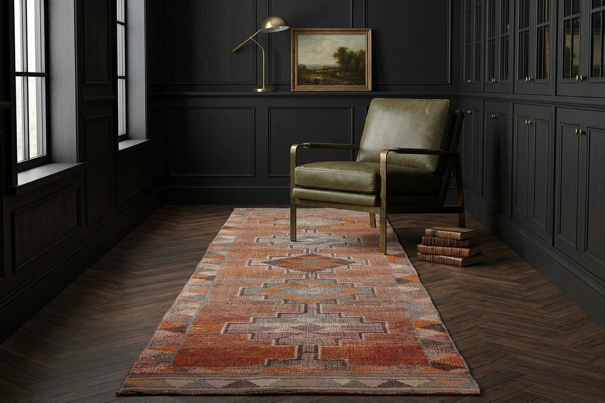 Persian Style Runner Rug in a styled room