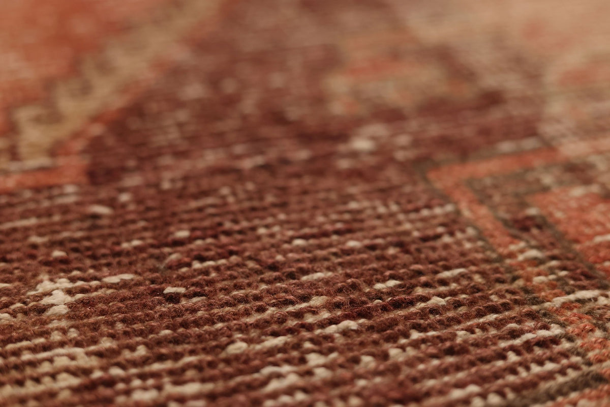 Vintage Malatya Turkish Runner Rug 3x11 ft — Red & Brown Geometric