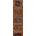 Vintage Konya Turkish Runner Rug 2x11 ft — Orange & Green Geometric (No. 26897)