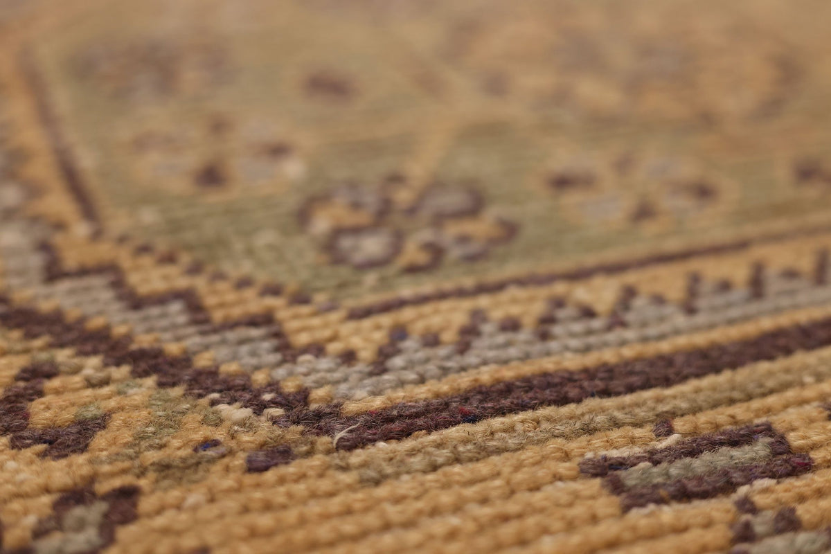 Vintage Konya Turkish Runner Rug 3x11 ft — Beige & Brown Floral