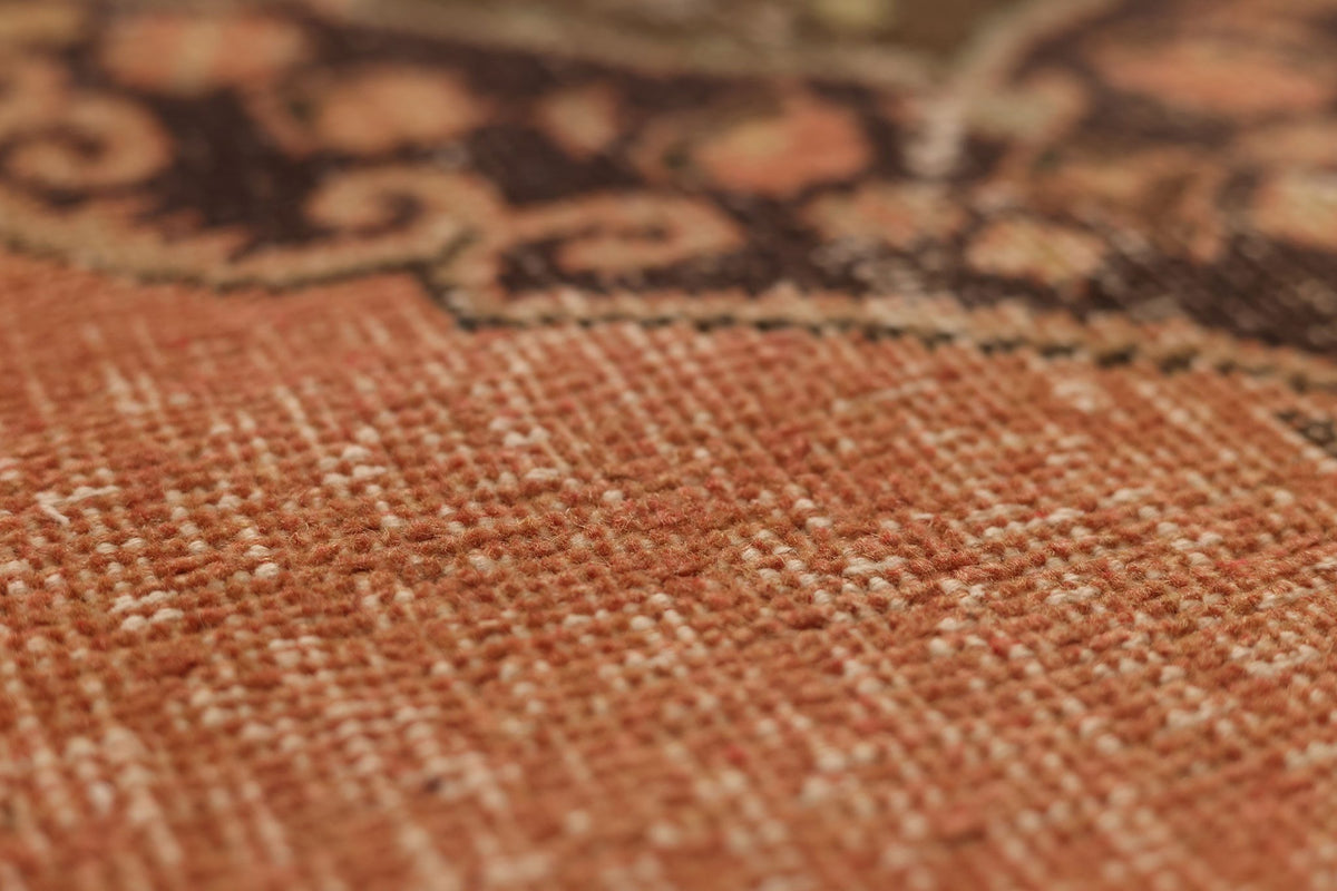 Vintage Konya Turkish Runner Rug 2x13 ft — Orange & Brown Geometric