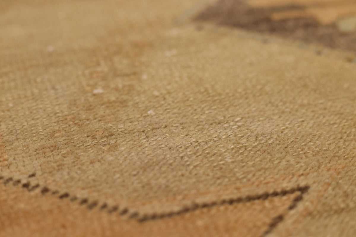 Vintage Malatya Turkish Runner Rug 3x12 ft — Brown & Beige Geometric