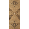 Vintage Malatya Turkish Runner Rug 3x12 ft — Brown & Beige Geometric