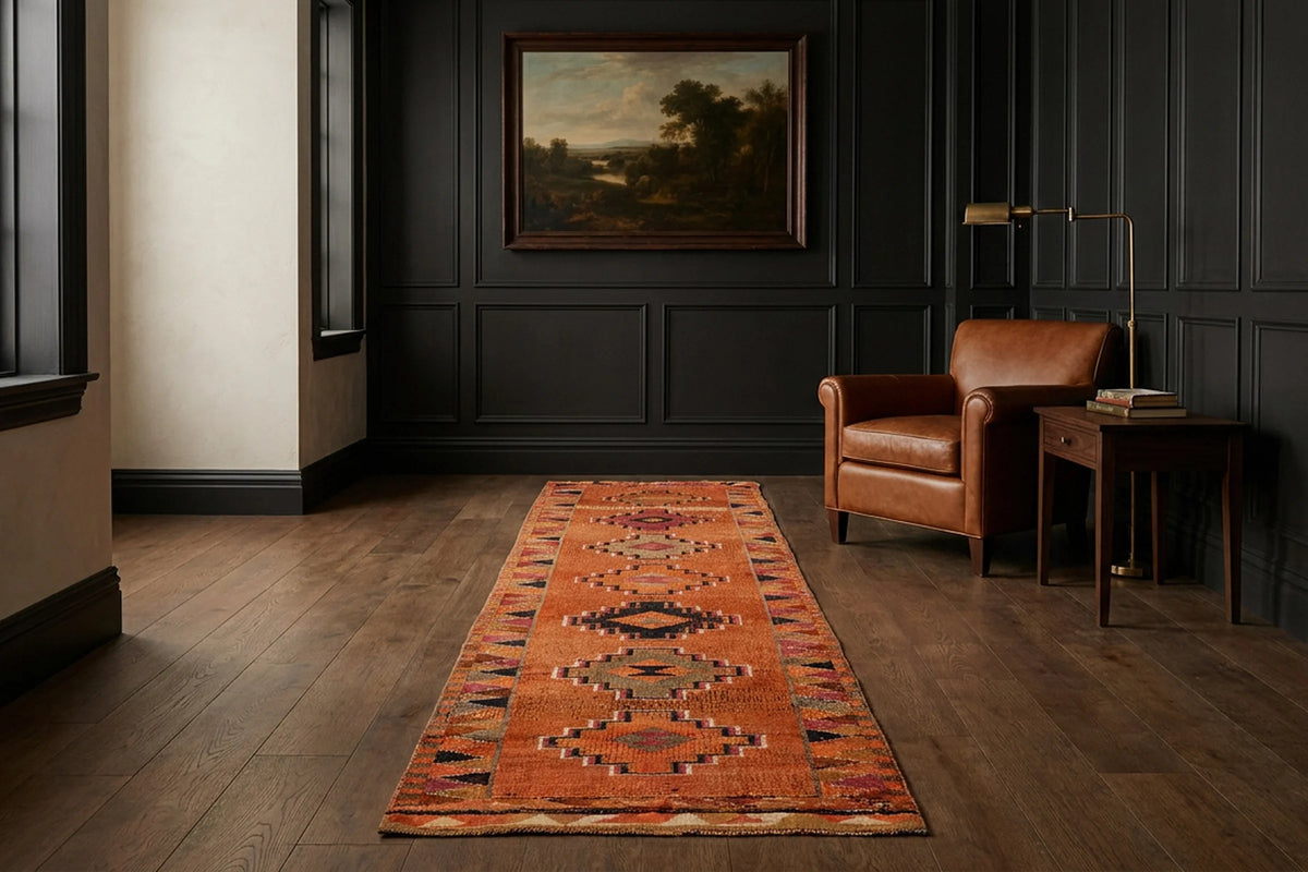 Persian Style Runner Rug in a styled room