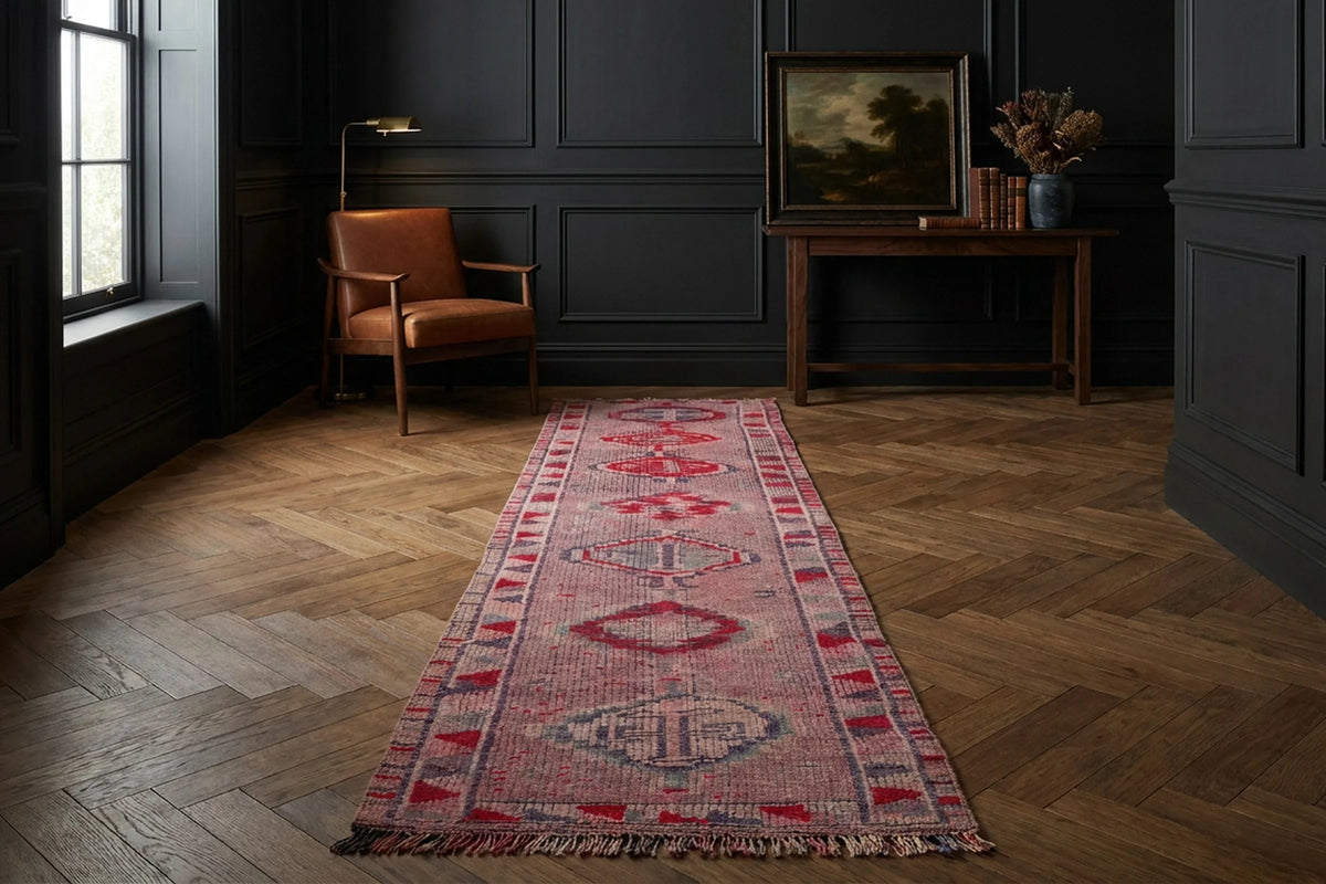 Persian Style Runner Rug in a styled room