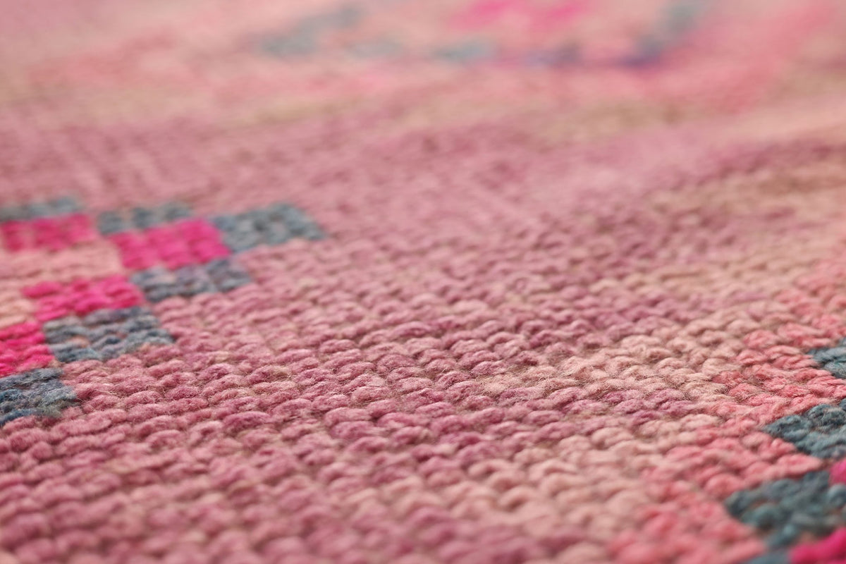 Vintage Southeastern Persian Style Runner Rug 3x11 ft — Pink & Red Geometric