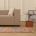 Vintage Manisa Turkish Runner Rug 2x11 ft — Orange & Blue Distressed