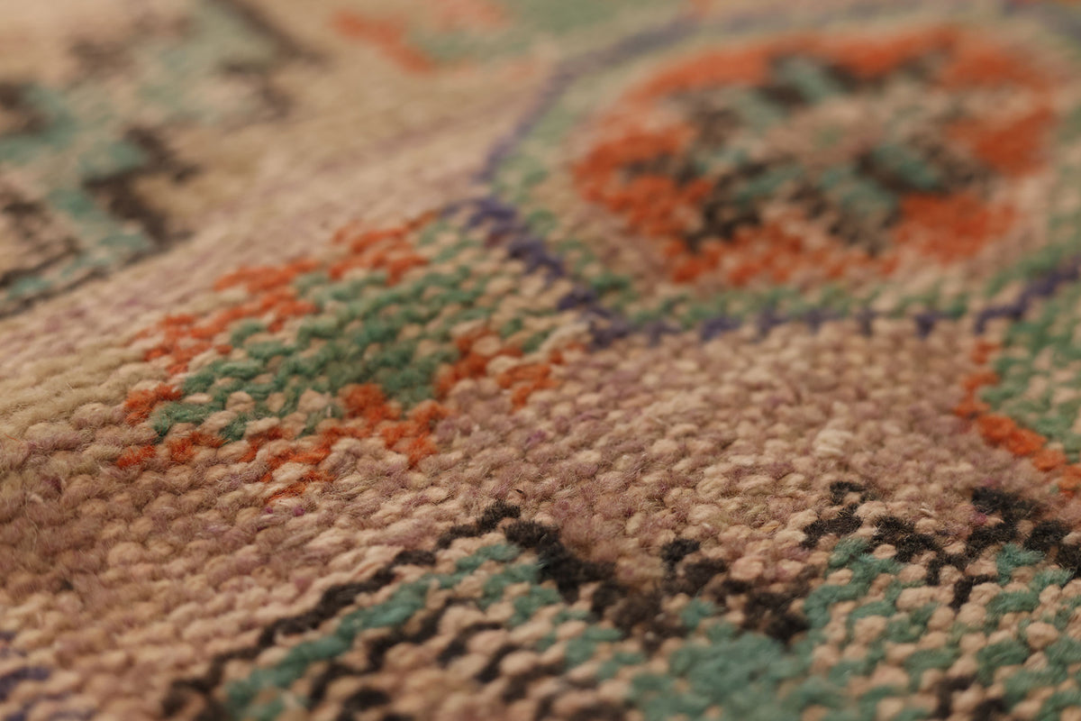 Vintage Manisa Turkish Runner Rug 2x11 ft — Orange & Blue Distressed