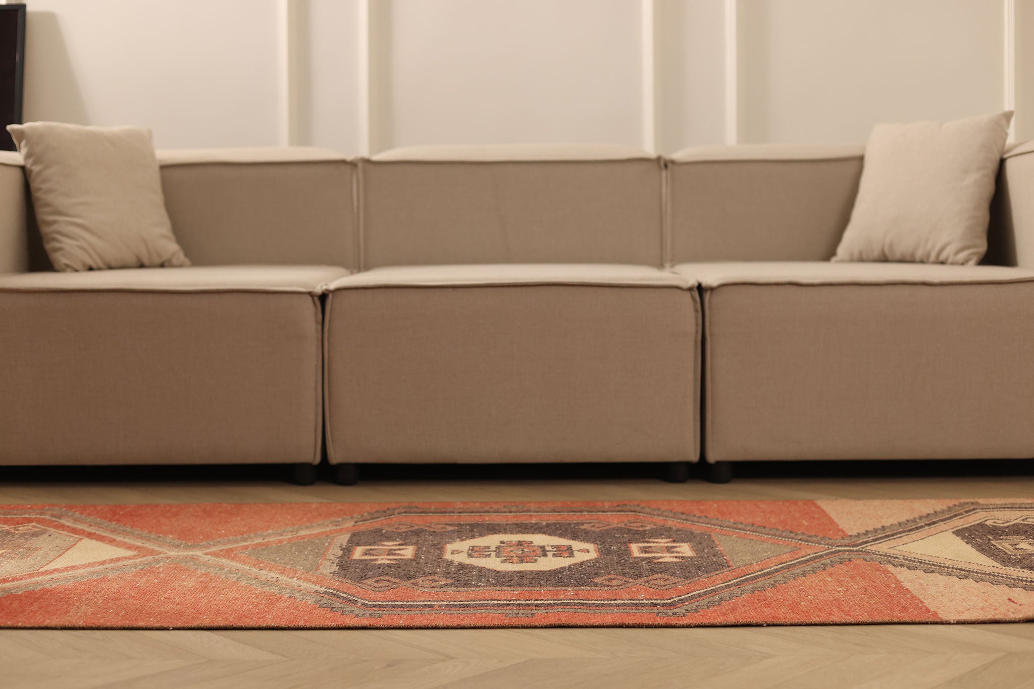 Vintage Malatya Turkish Runner Rug 2x11 ft — Red & Brown Geometric (No. 27038)