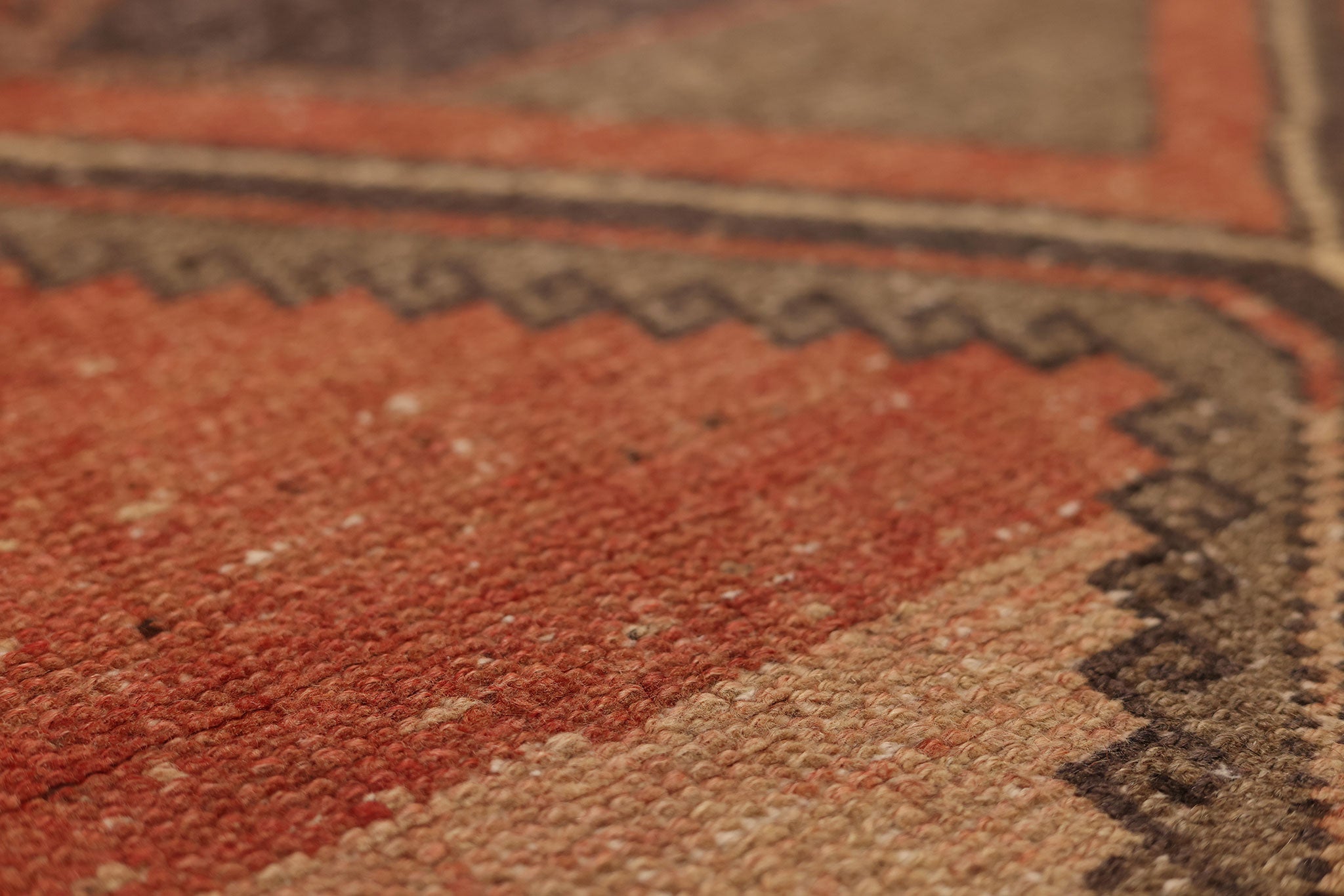 Vintage Malatya Turkish Runner Rug 2x11 ft — Red & Brown Geometric (No. 27038)