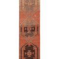 Vintage Malatya Turkish Runner Rug 2x12 ft — Orange & Brown Geometric (No. 27040)