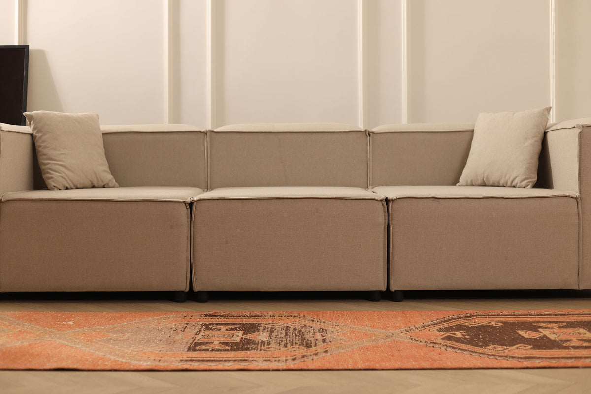 Vintage Malatya Turkish Runner Rug 2x12 ft — Orange & Brown Geometric (No. 27040)