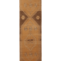 Vintage Malatya Turkish Runner Rug 3x10 ft — Orange & Brown Geometric
