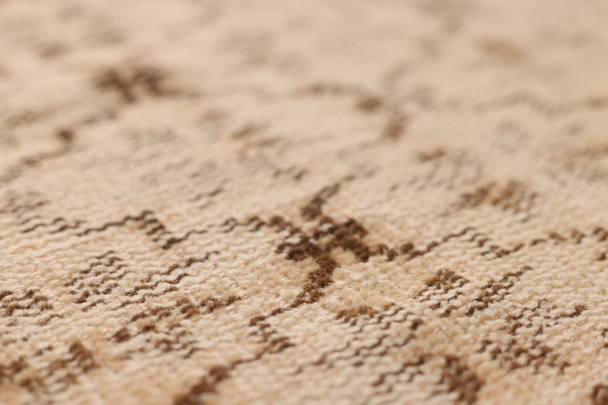Vintage Manisa Turkish Runner Rug 3x10 ft — Beige & Brown Floral