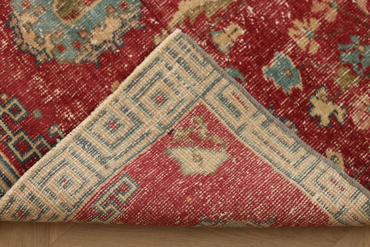 Vintage Southeastern Persian Style Runner Rug 3x11 ft — Red & Blue Floral
