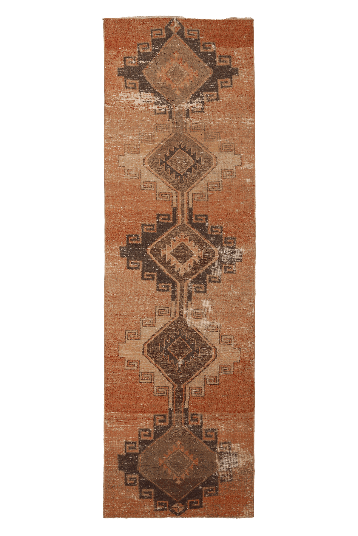 Vintage Malatya Turkish Runner Rug 3x11 ft — Orange & Brown Southwestern