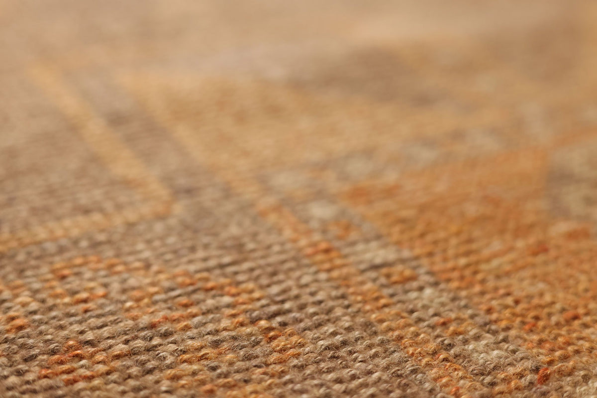 Vintage Malatya Turkish Runner Rug 3x8 ft — Orange & Brown Geometric