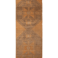 Vintage Malatya Turkish Runner Rug 3x8 ft — Orange & Brown Geometric