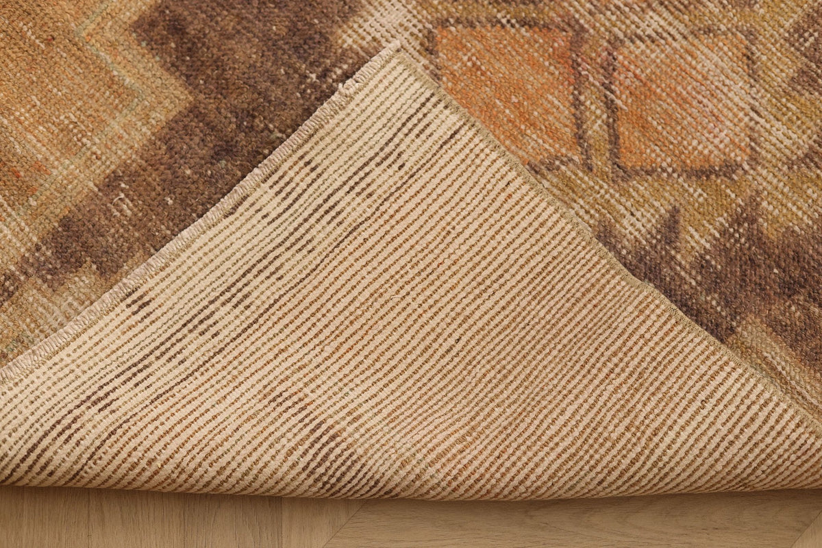 Vintage Malatya Turkish Runner Rug 3x11 ft — Beige & Brown Southwestern