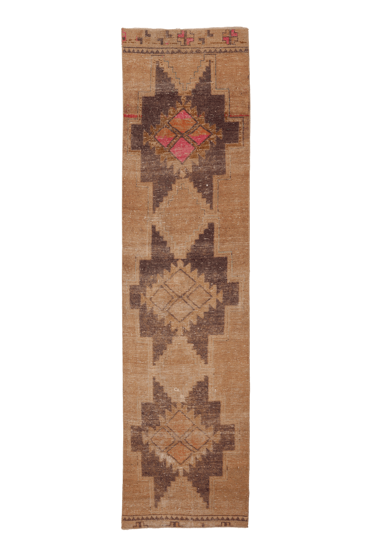 Vintage Malatya Turkish Runner Rug 3x11 ft — Beige & Brown Southwestern