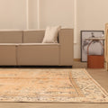 Vintage Isparta Turkish Area Rug 7x11 ft — Orange & Beige Floral