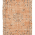 Vintage Isparta Turkish Area Rug 7x11 ft — Orange & Beige Floral