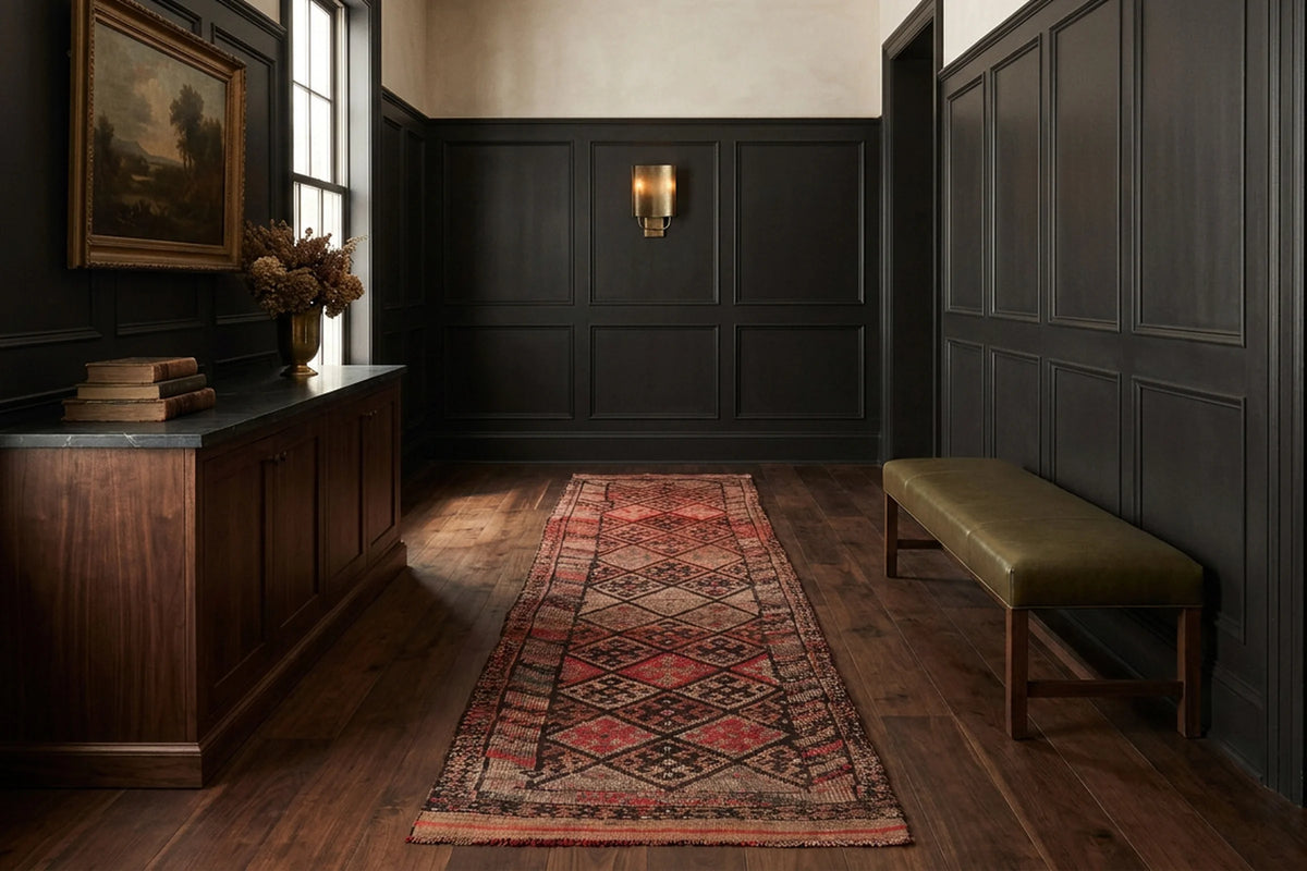 Persian Style Runner Rug in a styled room