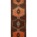 Vintage Kars Turkish Runner Rug 3x10 ft — Brown & Orange Geometric