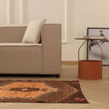 Vintage Kars Turkish Runner Rug 3x10 ft — Brown & Orange Geometric