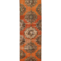 Vintage Konya Turkish Runner Rug 2x12 ft — Orange & Brown maximalist
