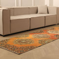 Vintage Konya Turkish Runner Rug 2x12 ft — Orange & Brown maximalist