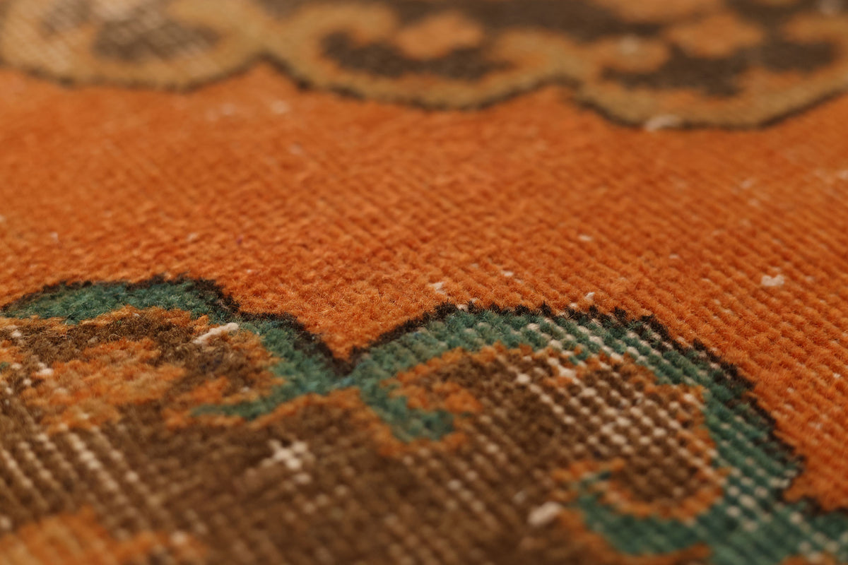 Vintage Konya Turkish Runner Rug 2x12 ft — Orange & Brown maximalist