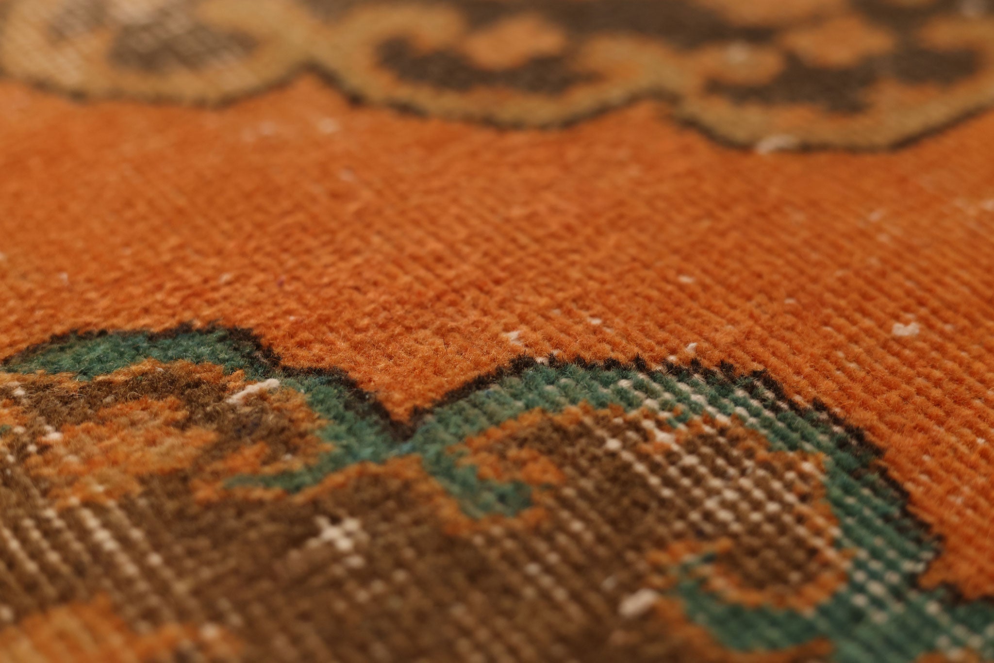 Vintage Konya Turkish Runner Rug 2x12 ft — Orange & Brown maximalist