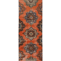 Vintage Konya Turkish Runner Rug 3x12 ft — Orange & Blue Floral