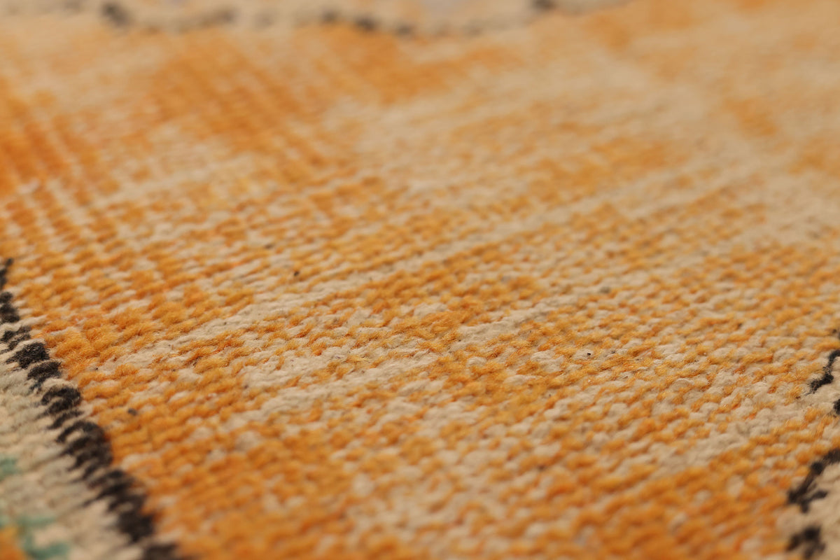 Vintage Manisa Turkish Runner Rug 2x11 ft — Orange & Blue Geometric (No. 28024)