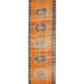 Vintage Manisa Turkish Runner Rug 2x11 ft — Orange & Blue Geometric (No. 28025)