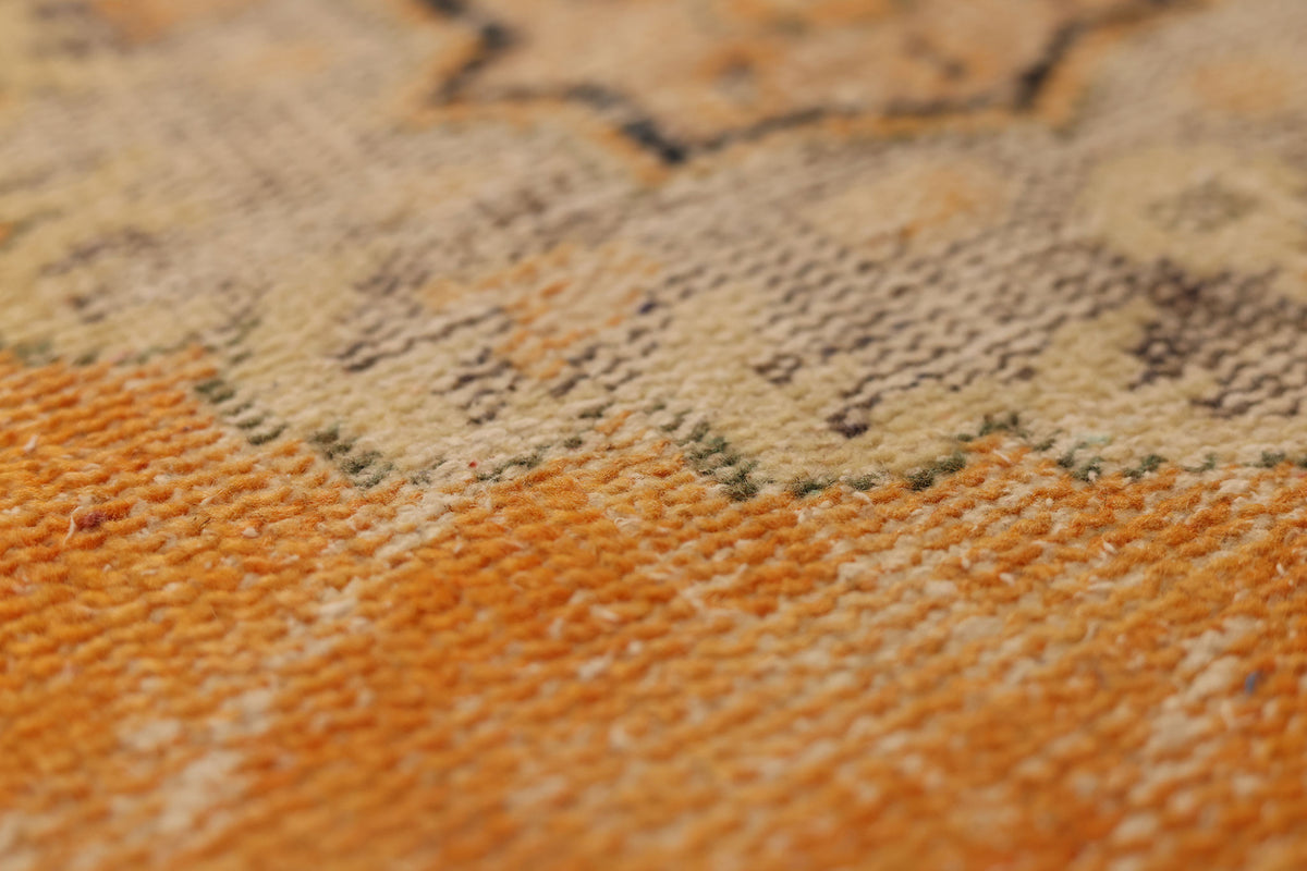 Vintage Manisa Turkish Runner Rug 2x11 ft — Orange & Blue Geometric (No. 28025)