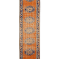 Vintage Manisa Turkish Runner Rug 2x10 ft — Orange & Blue Floral (No. 28026)