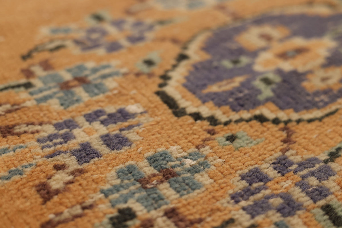 Vintage Manisa Turkish Runner Rug 2x10 ft — Orange & Blue Floral (No. 28028)