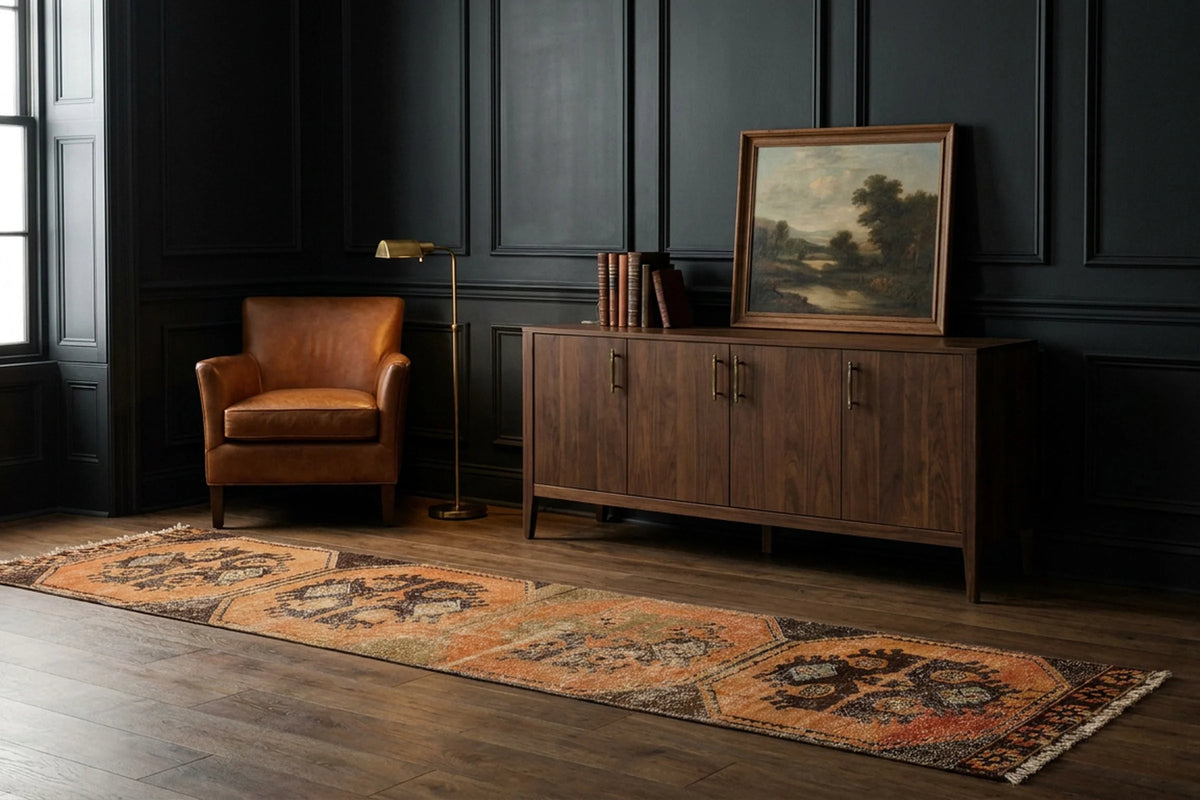 Turkish Runner Rug in a styled room