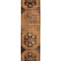 Vintage Malatya Turkish Runner Rug 2x10 ft — Orange & Brown Geometric (No. 28105)