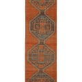 Vintage Malatya Turkish Runner Rug 2x8 ft — Orange & Brown Geometric