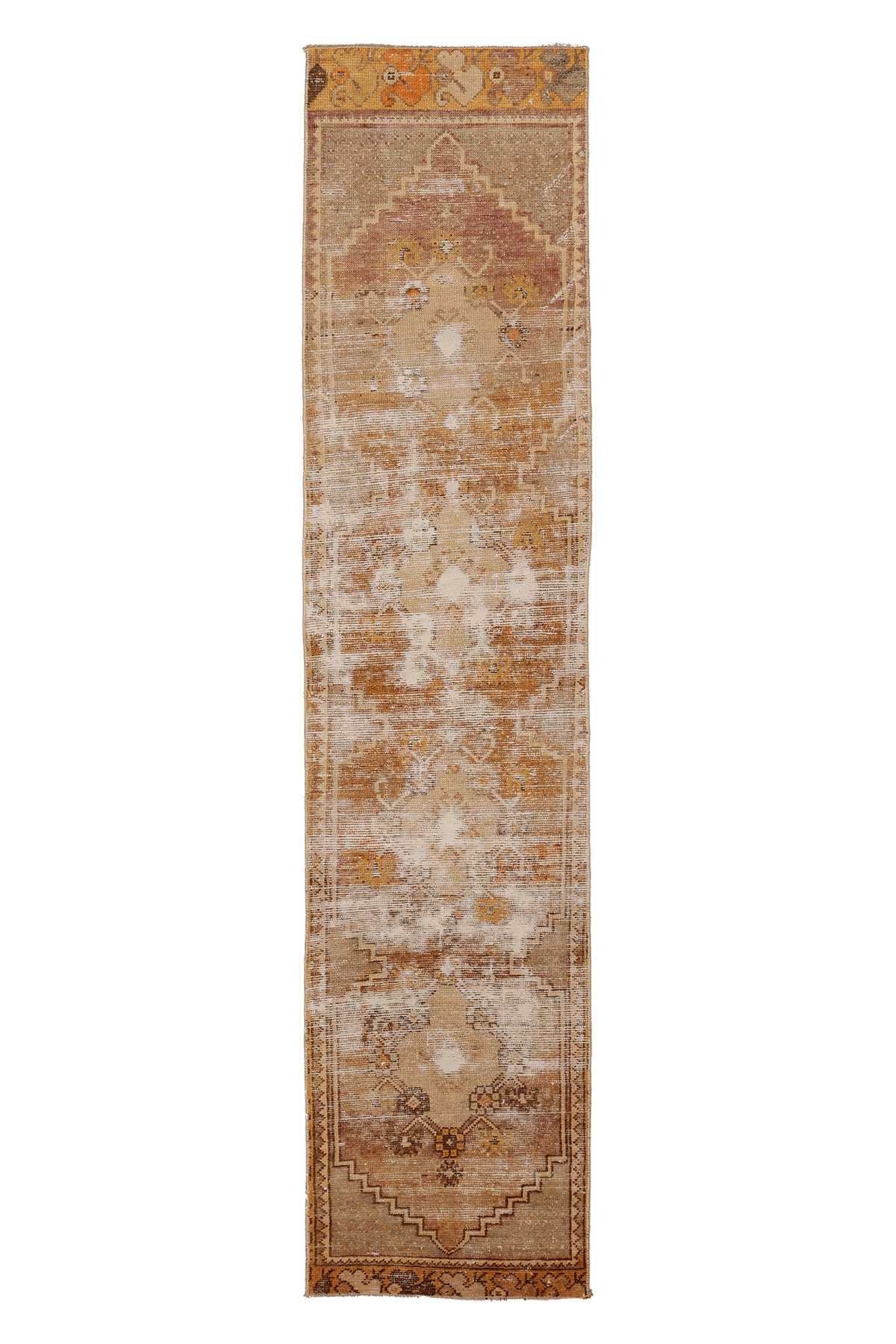 Vintage Malatya Turkish Runner Rug 2x9 ft — Brown & Beige Distressed