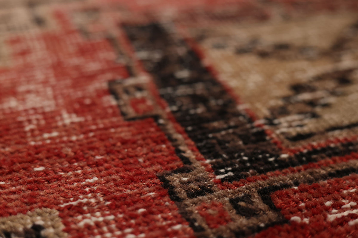 Vintage Malatya Turkish Runner Rug 2x5 ft — Red & Brown Geometric (No. 28111)