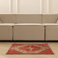 Vintage Malatya Turkish Runner Rug 2x2 ft — Red & Brown Geometric