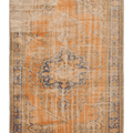 Vintage Manisa Turkish Area Rug 6x9 ft — Orange & Blue Distressed (No. 28352)